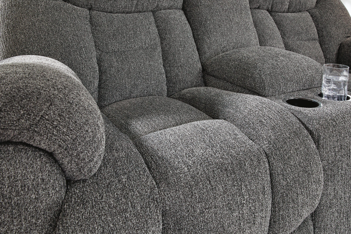 Foreside DBL Rec Loveseat w/Console Next-Gen Nuvella™ Performance Fabric