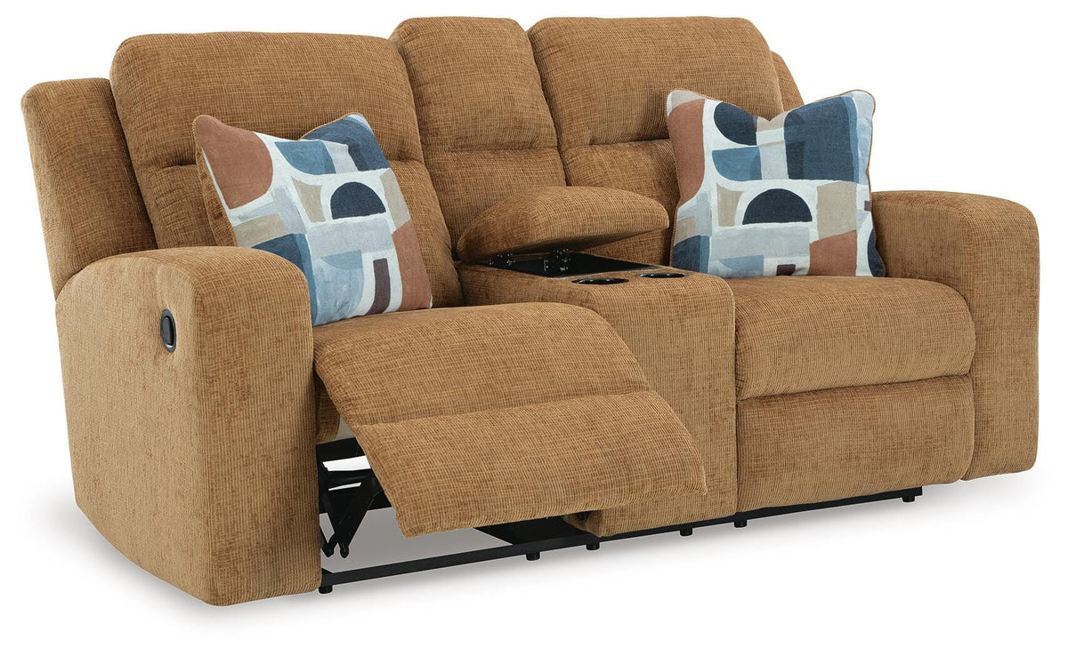 Kanlow DBL Rec Loveseat w/Console Chenille