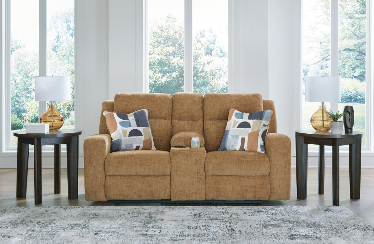 Kanlow DBL Rec Loveseat w/Console Chenille