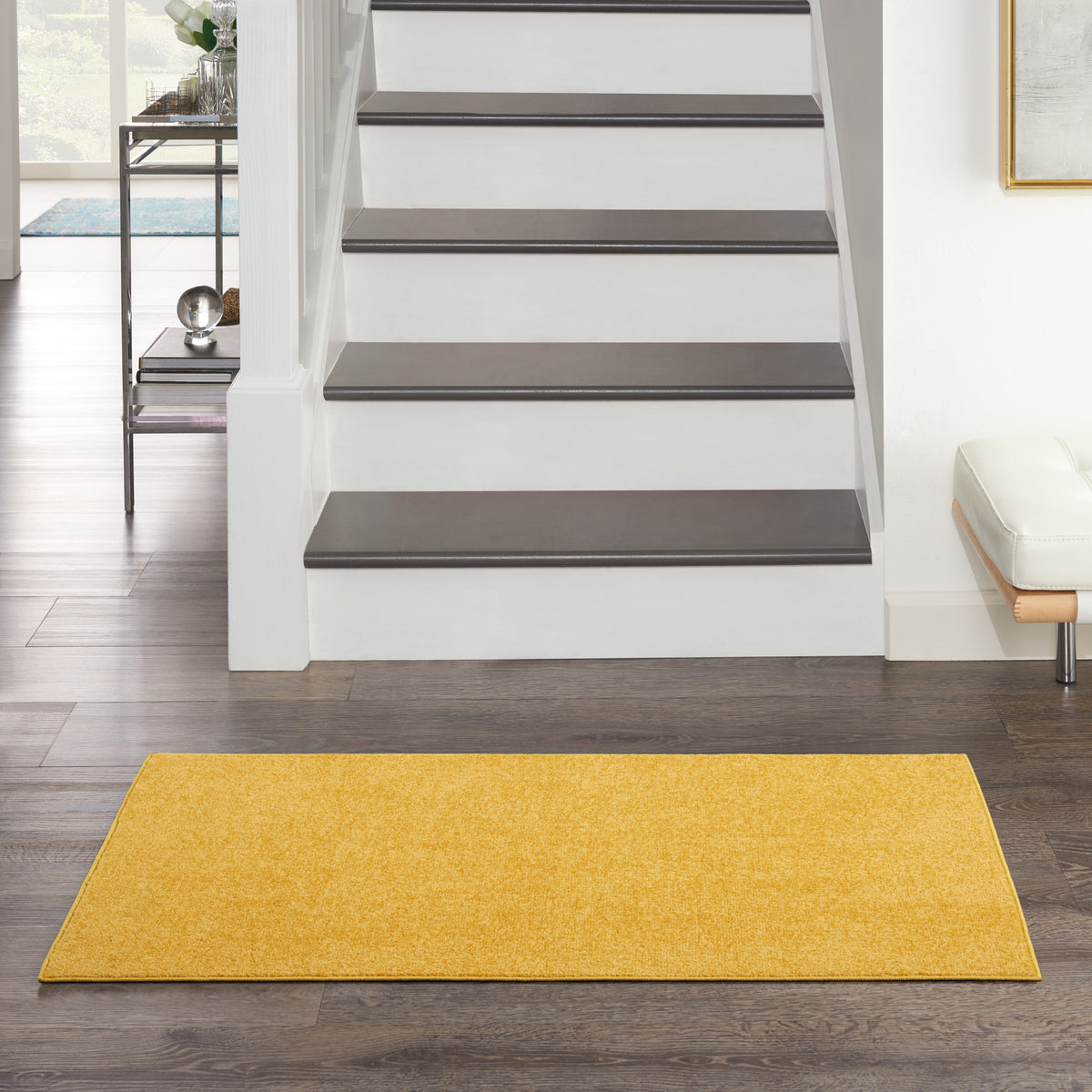 Nourison Essentials NRE01 Yellow Rug - room scene
