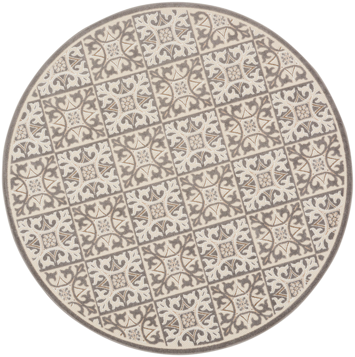 Aloha ALH34 Ivory Grey Rug - Round