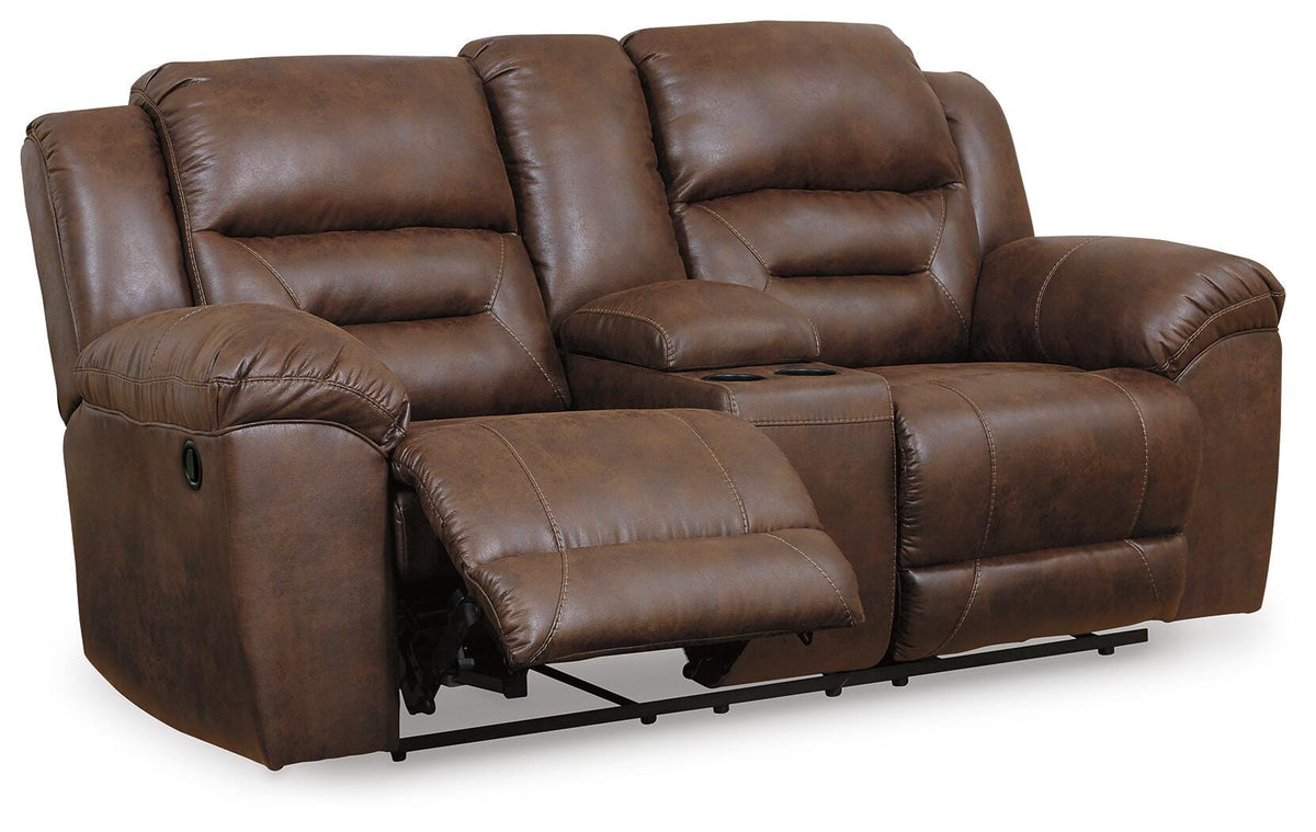 Stoneland DBL REC PWR Loveseat w/Console Faux Leather