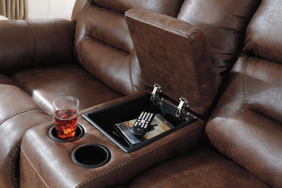 Stoneland DBL REC PWR Loveseat w/Console Faux Leather