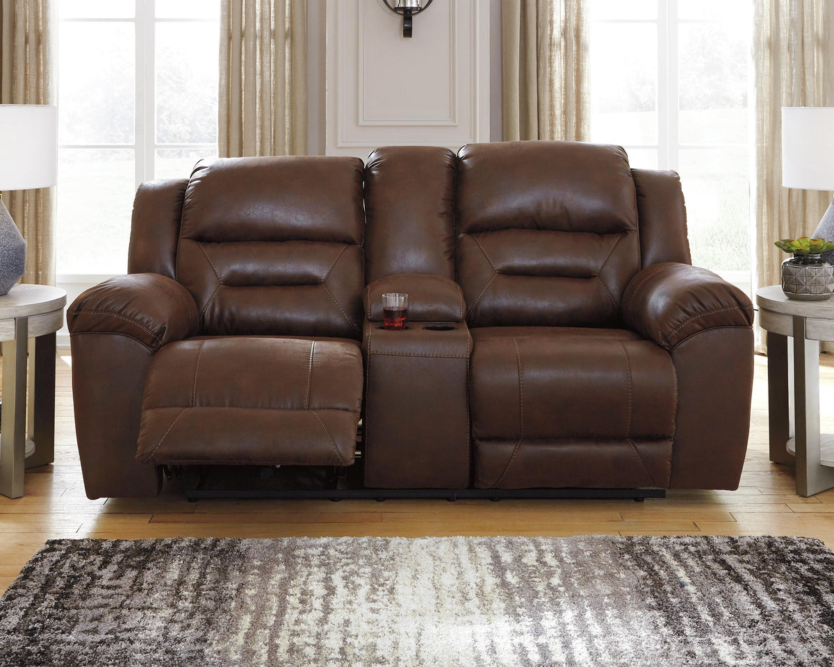 Stoneland DBL REC PWR Loveseat w/Console Faux Leather