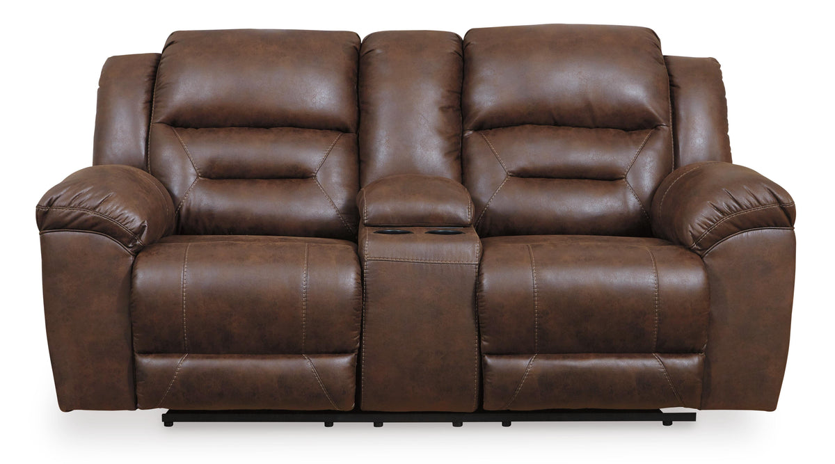 Stoneland DBL Rec Loveseat w/Console Faux Leather