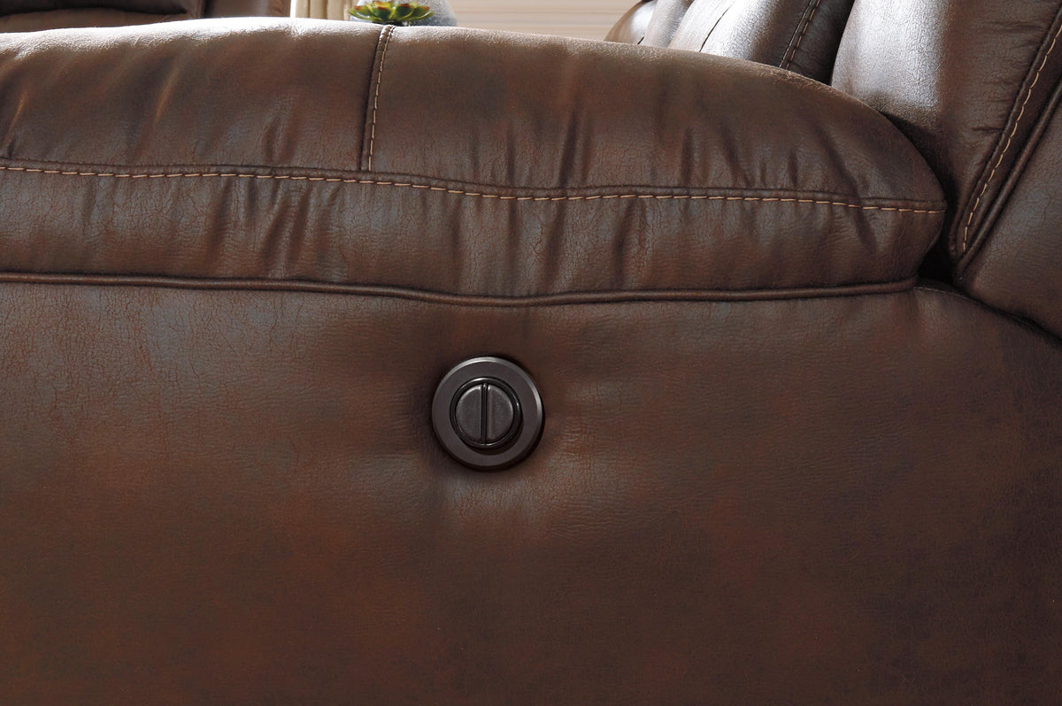 Stoneland DBL REC PWR Loveseat w/Console Faux Leather