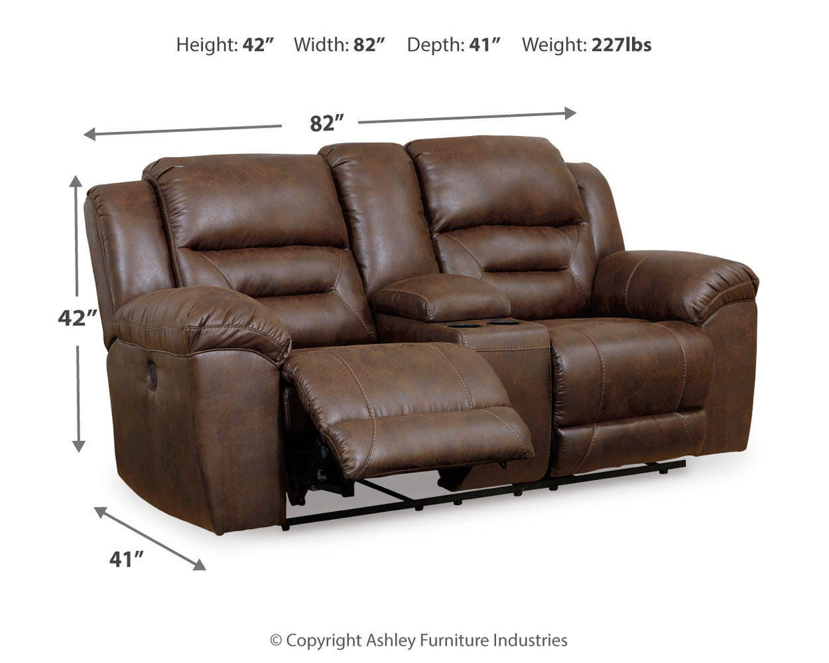 Stoneland DBL REC PWR Loveseat w/Console Faux Leather