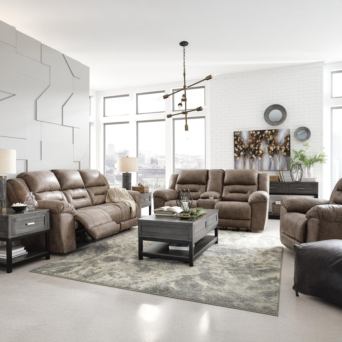 Stoneland Reclining Sofa Faux Leather