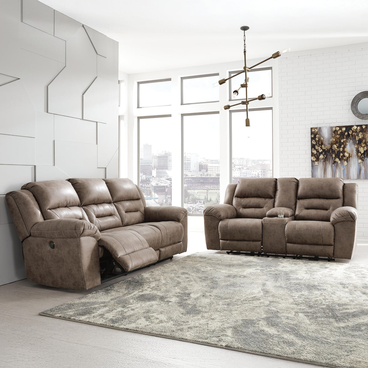 Stoneland Reclining Sofa Faux Leather