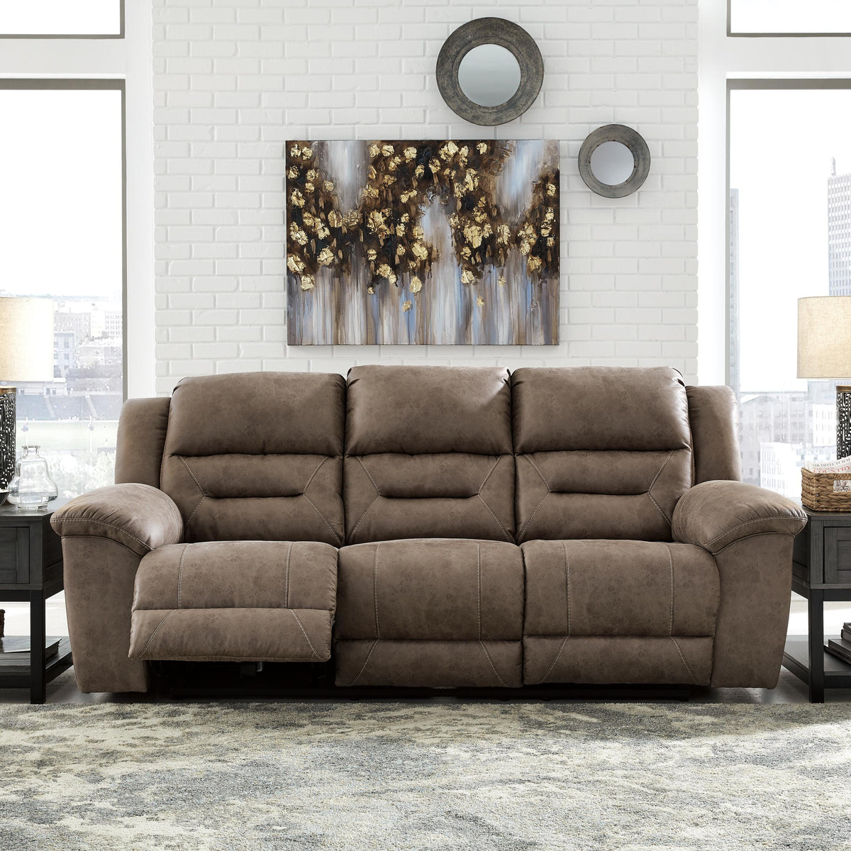 Stoneland Reclining Sofa Faux Leather
