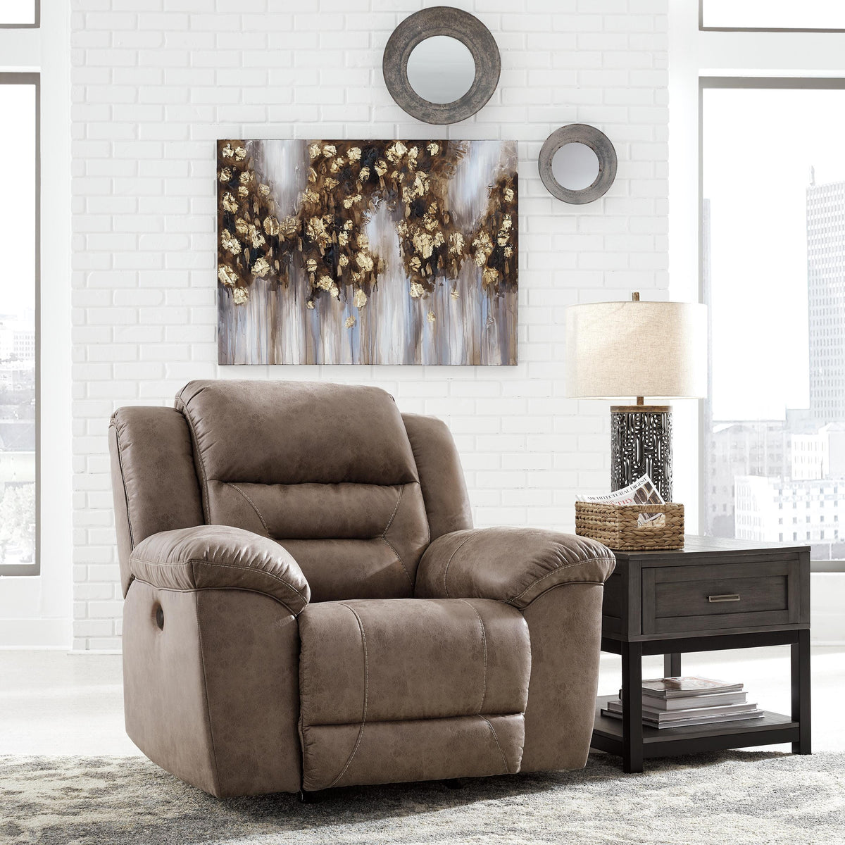Stoneland Power Rocker Recliner Faux Leather