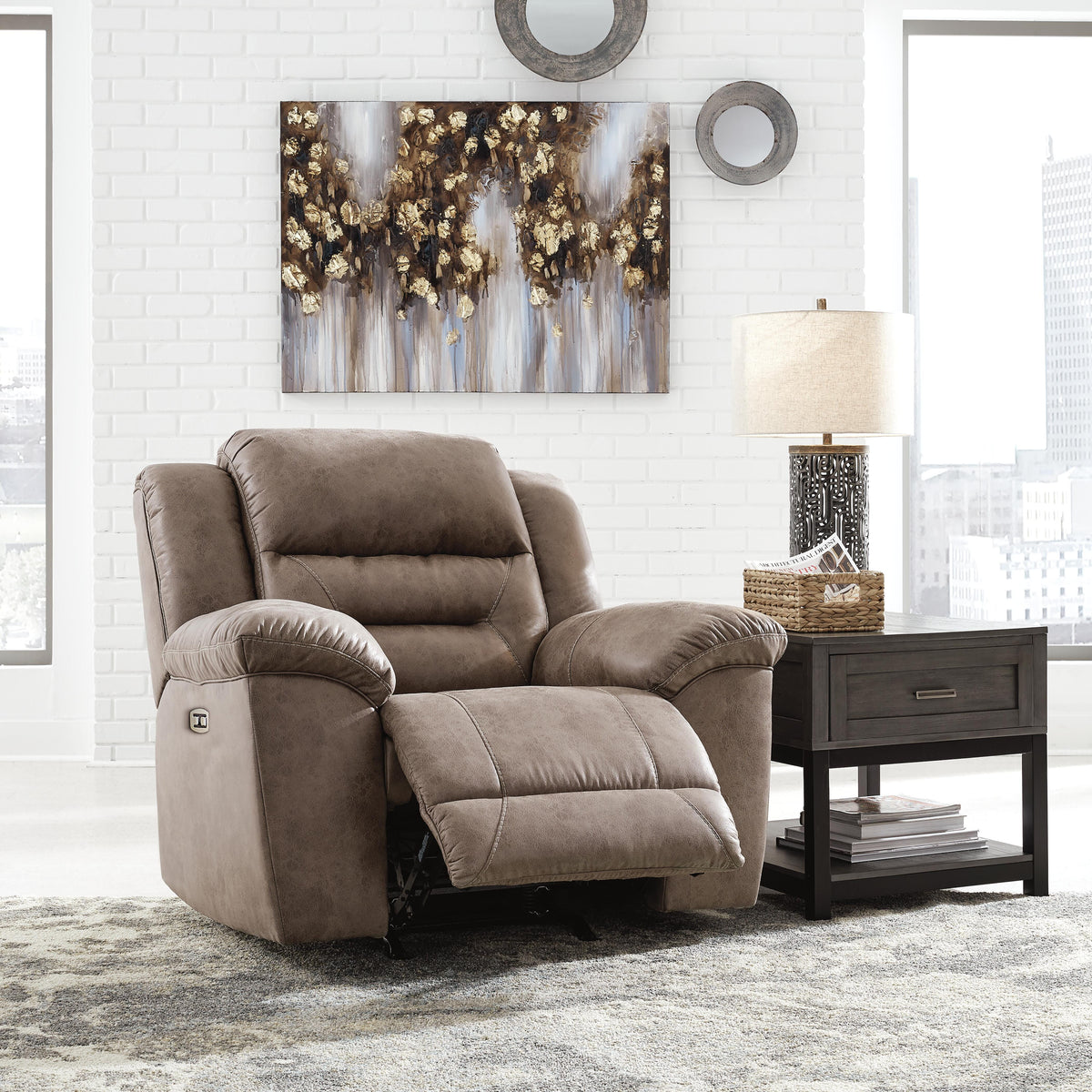 Stoneland Power Rocker Recliner Faux Leather