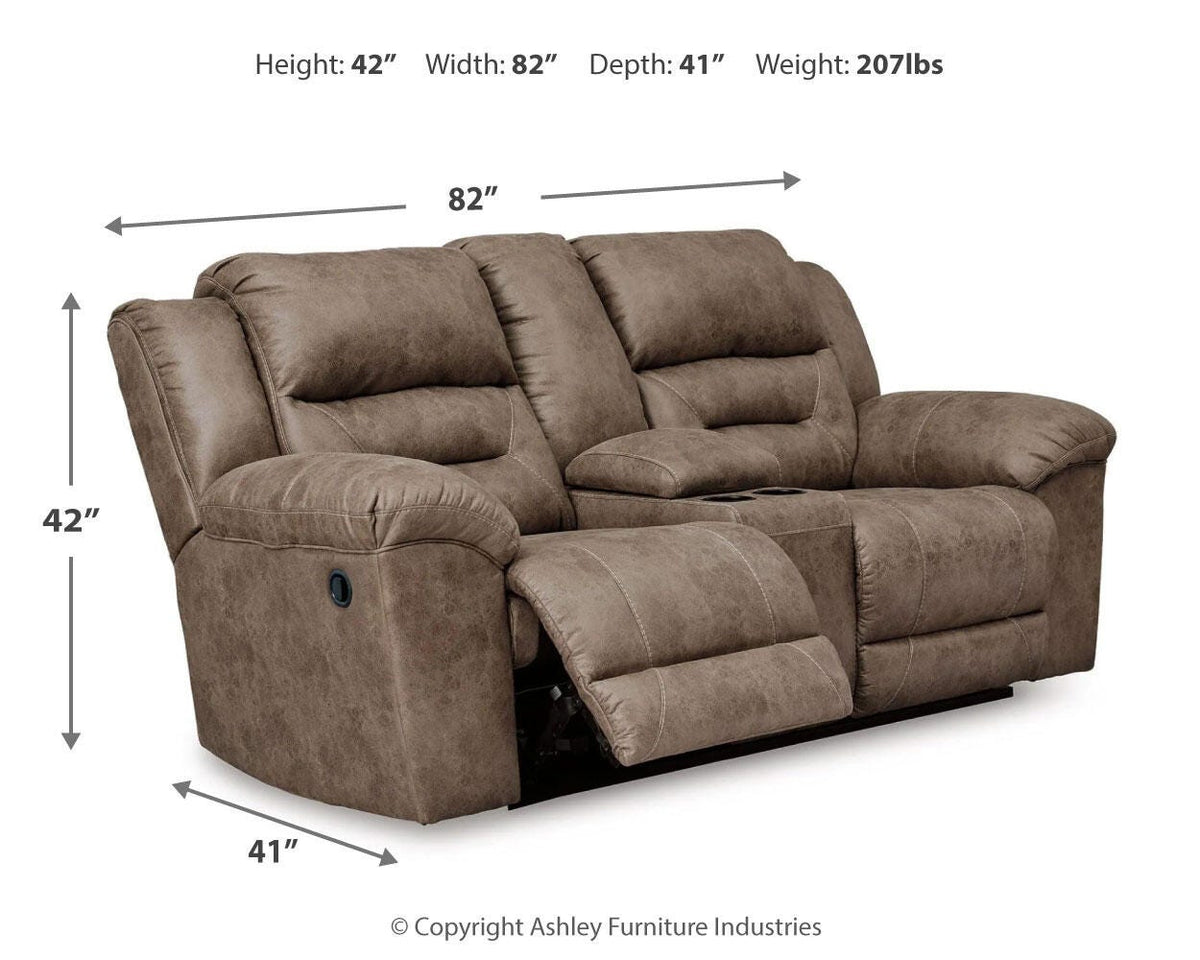 Stoneland DBL Rec Loveseat w/Console Faux Leather