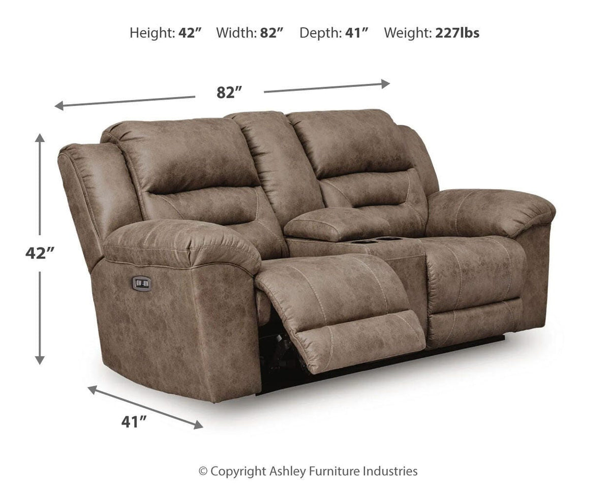 Stoneland DBL REC PWR Loveseat w/Console Faux Leather