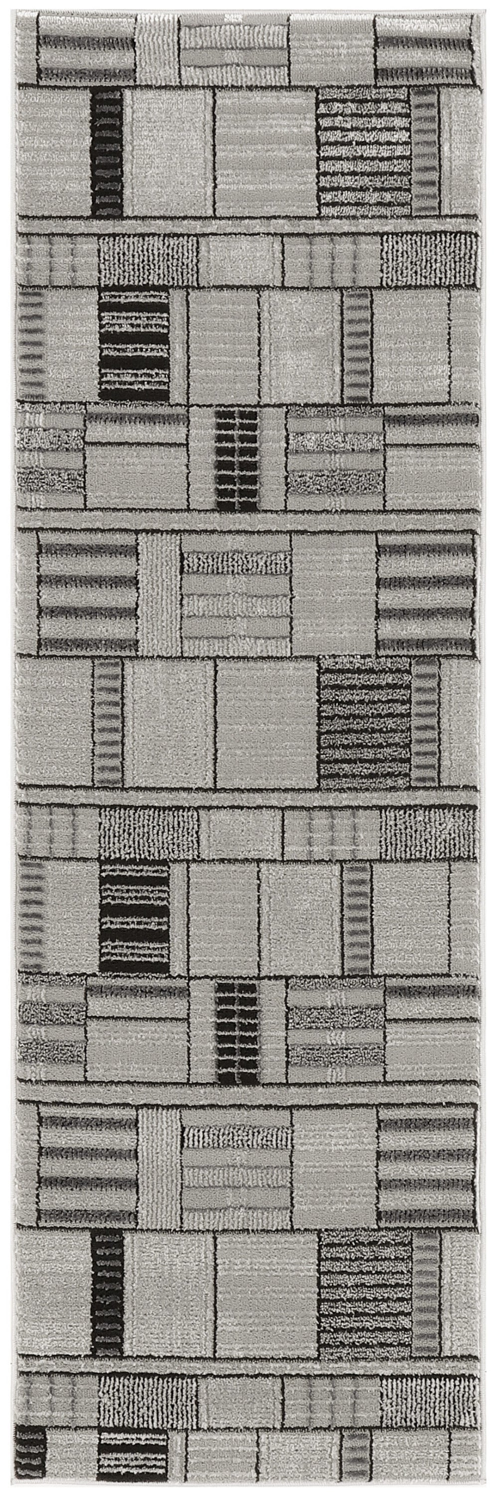 Nordic NRC04 Black Grey Rug - Runner