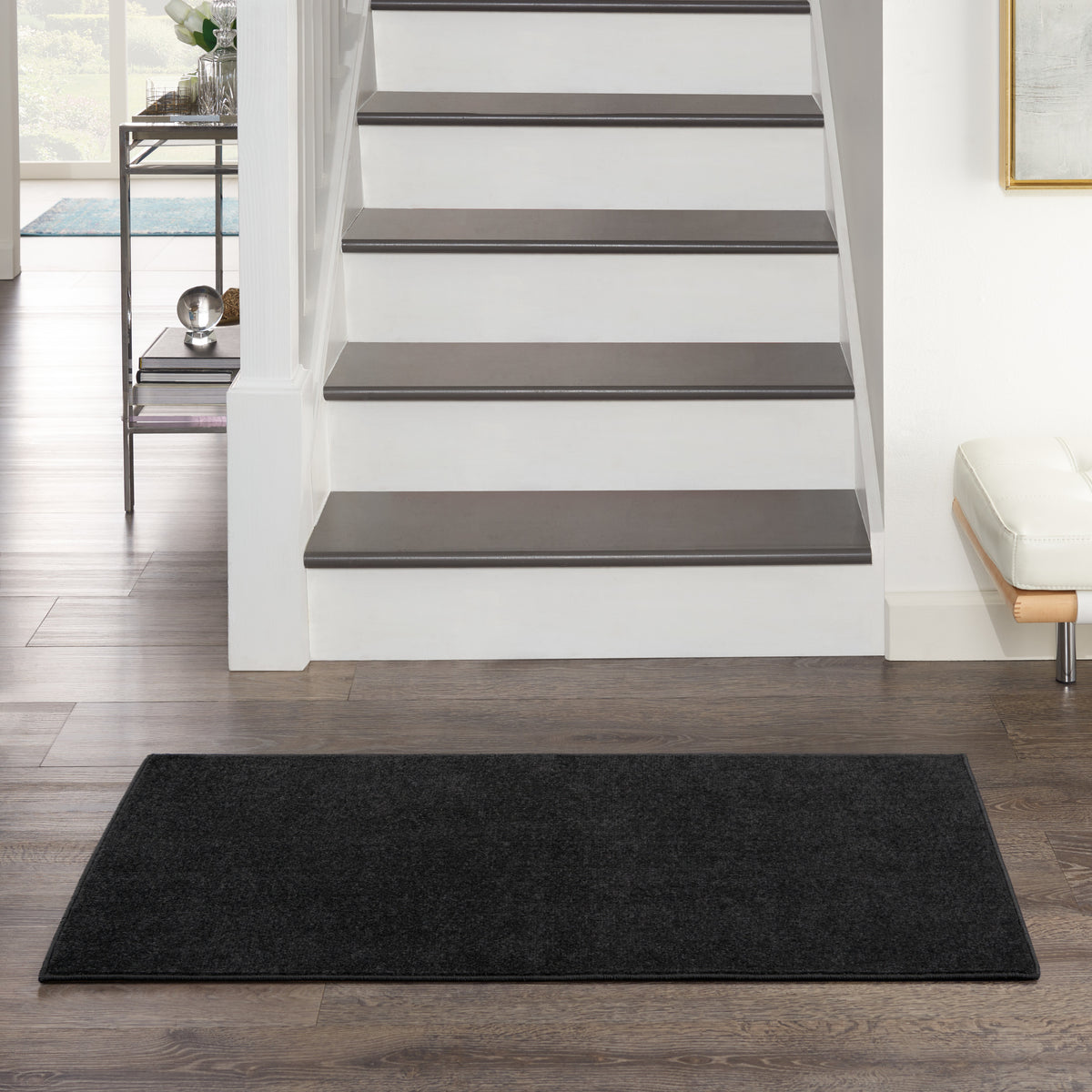 Nourison Essentials NRE01 Black Rug - room scene
