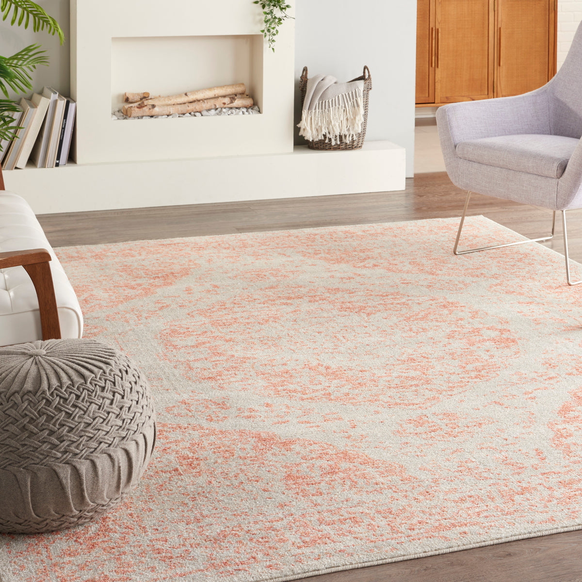 Tranquil TRA05 Ivory Pink Rug - room scene