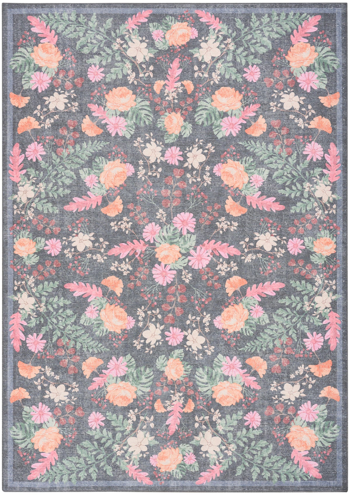 Botanical Washables BOT02 Charcoal Multicolor Rug - Rectangle