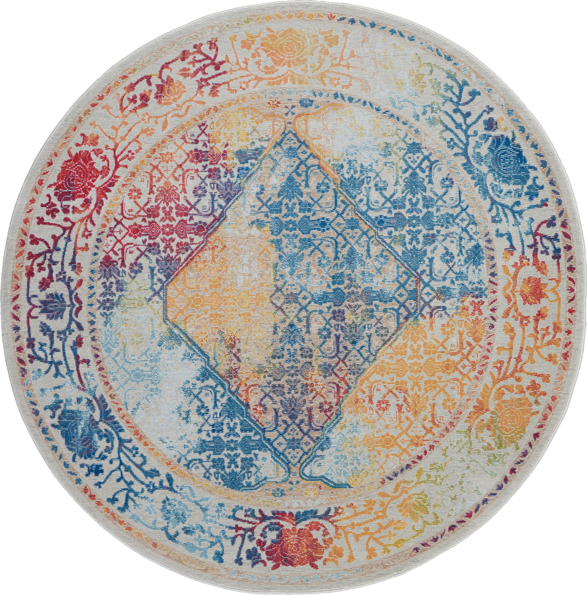 Ankara Global ANR04 Ivory Multicolor Rug - Round