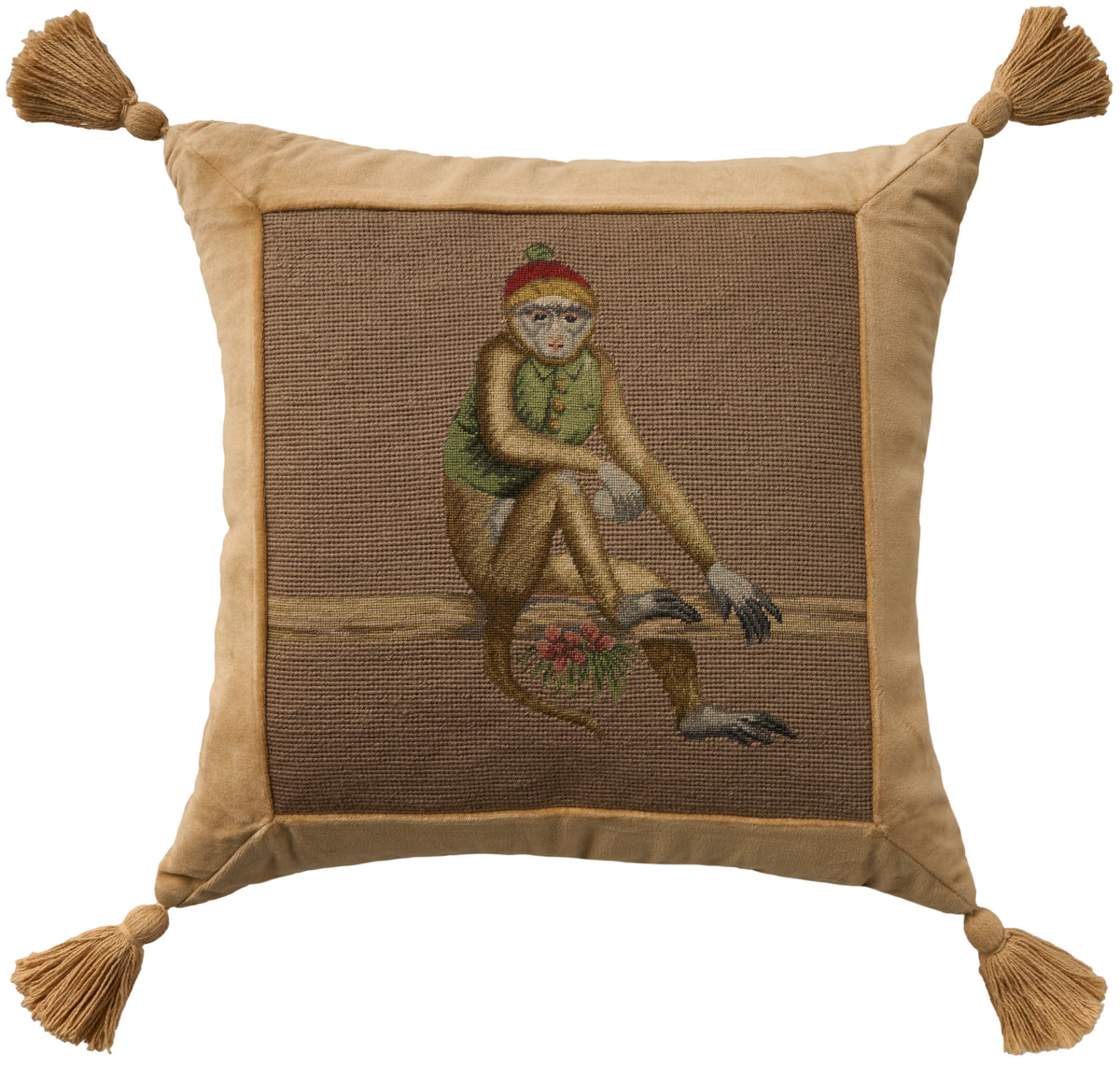 Vintage Pillow V8270 Taupe 19" x 19" Throw Pillows