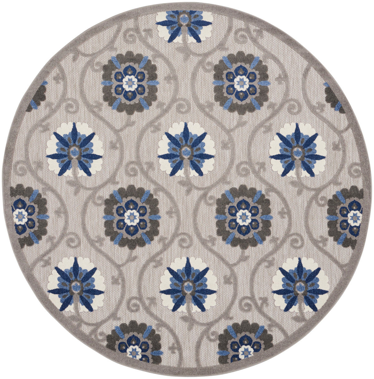 Aloha ALH19 Grey Blue Rug - Round
