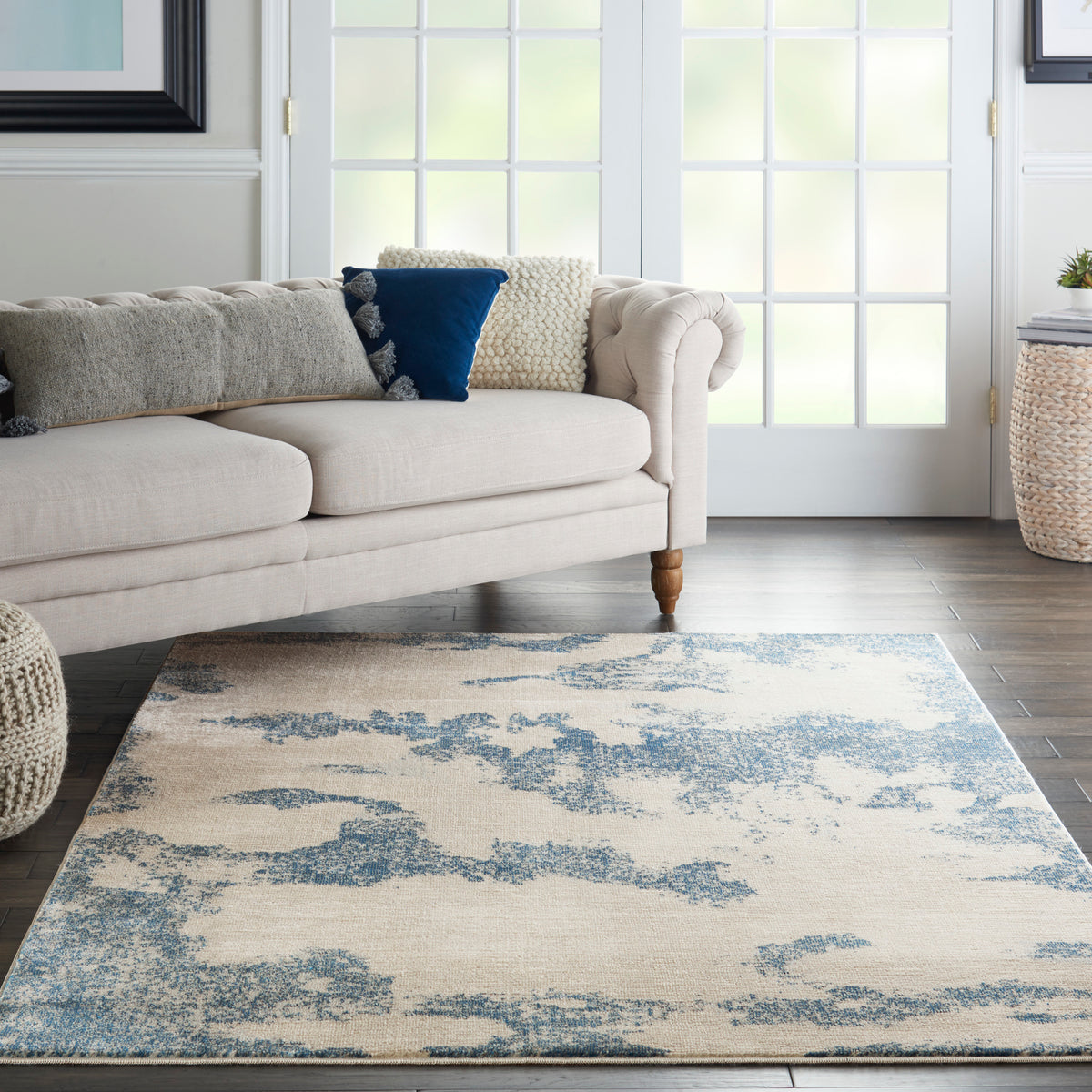 Etchings ETC03 Ivory Light Blue Rug - room scene