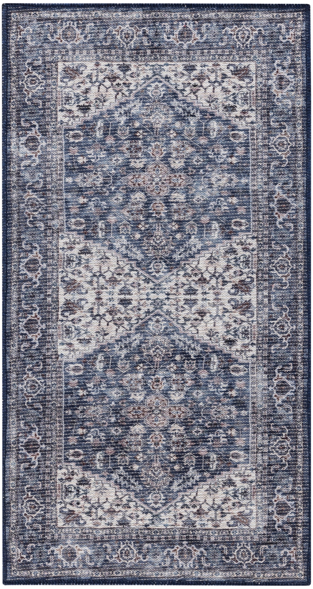 New Concept Washables SR104 Navy Ivory Rug - Rectangle
