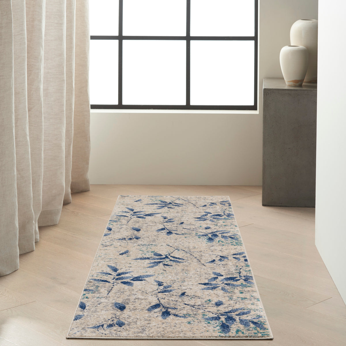 River Flow RFV03 Beige Navy Rug - room scene