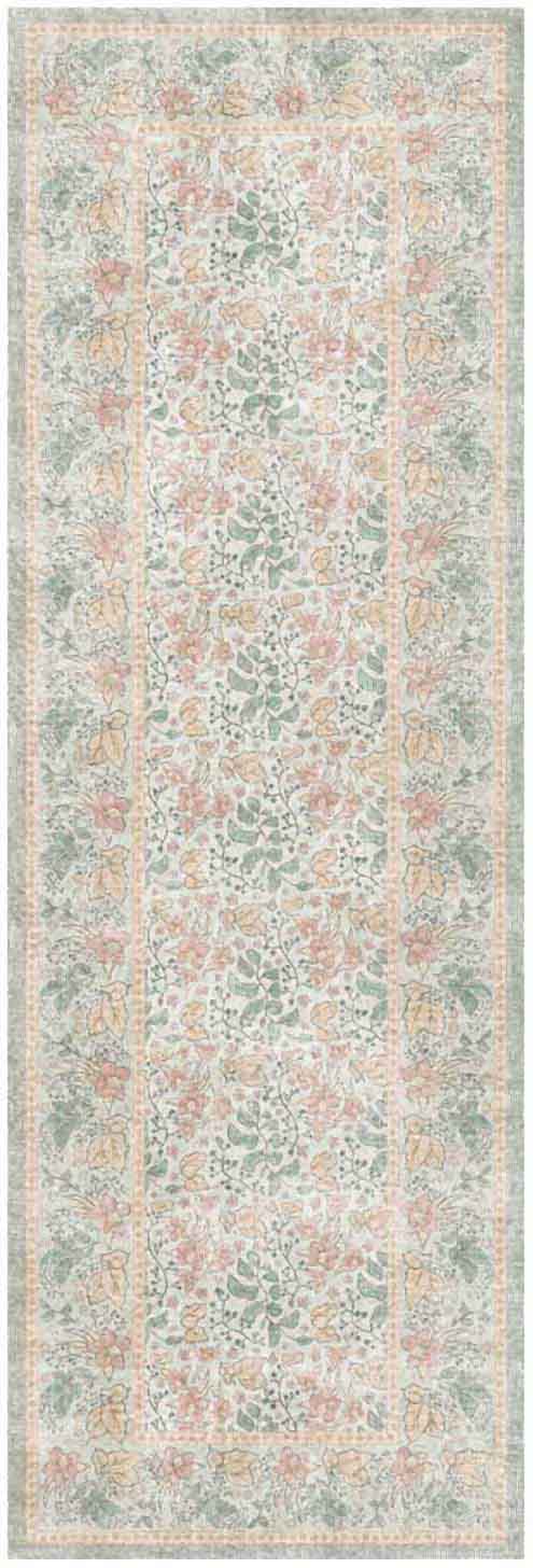 Botanical Washables BOT03 Green Multicolor Rug - Runner