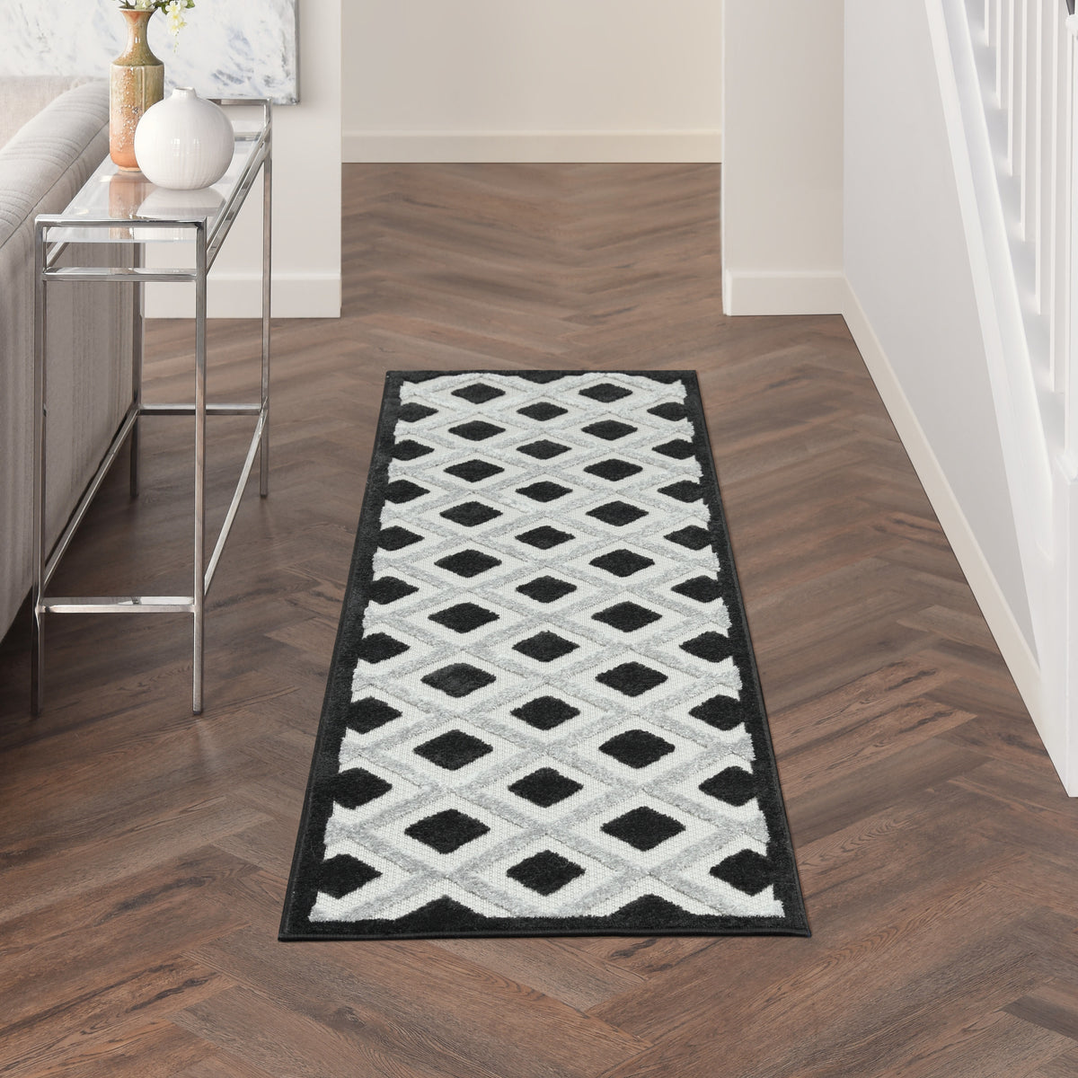 Aloha ALH26 Black White Rug - room scene