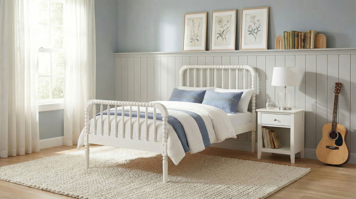 Jones Wood Twin Open Frame Bed White
