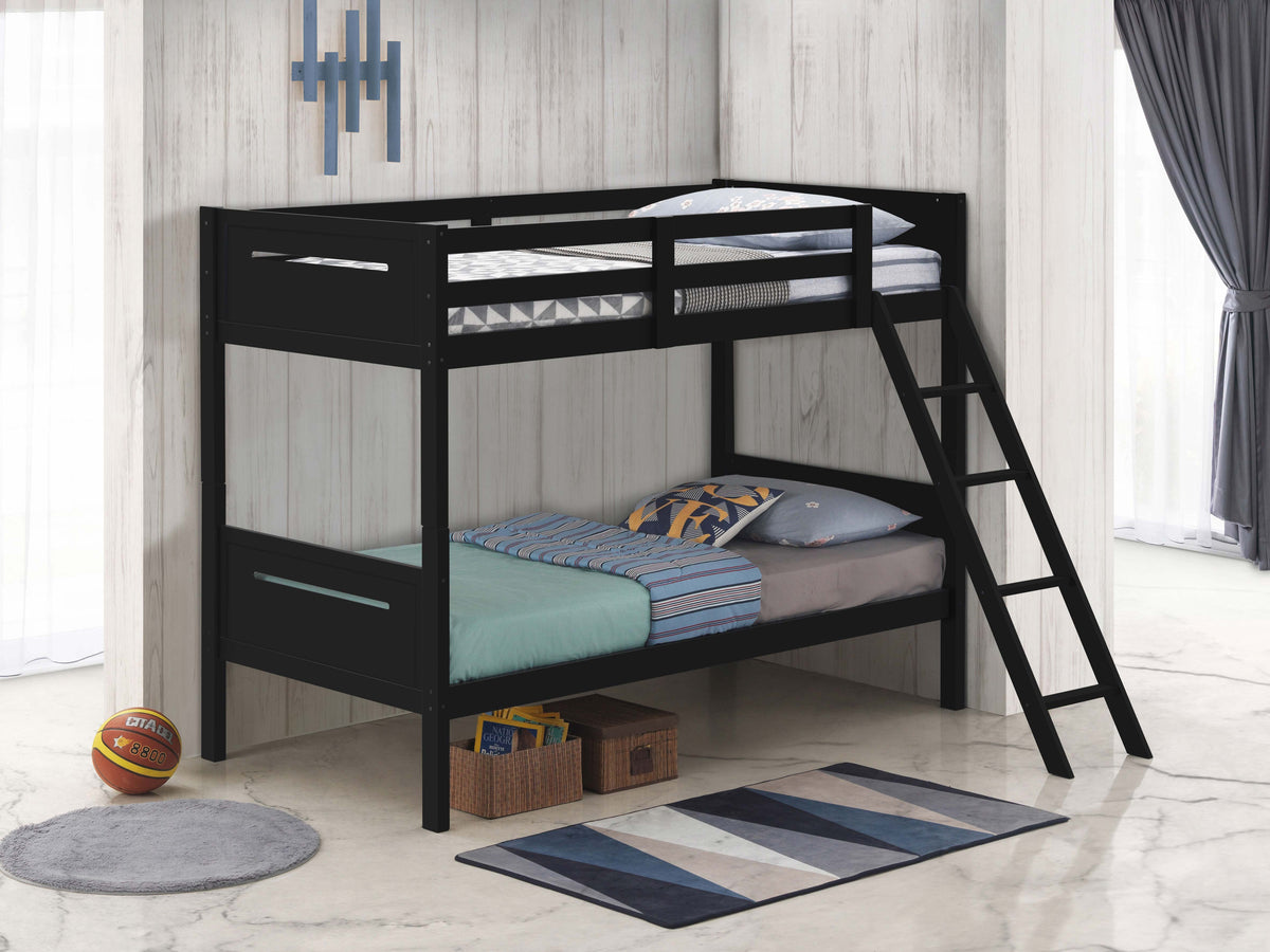 Littleton Wood Twin Over Twin Bunk Bed - Black