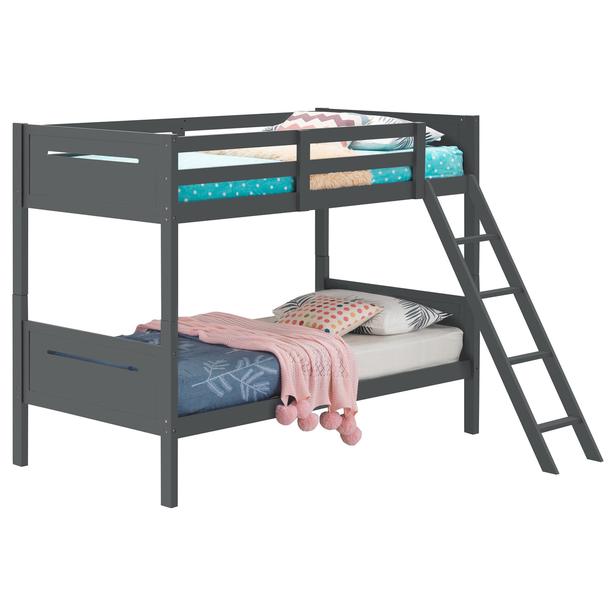 Littleton Wood Twin Over Twin Bunk Bed - Grey
