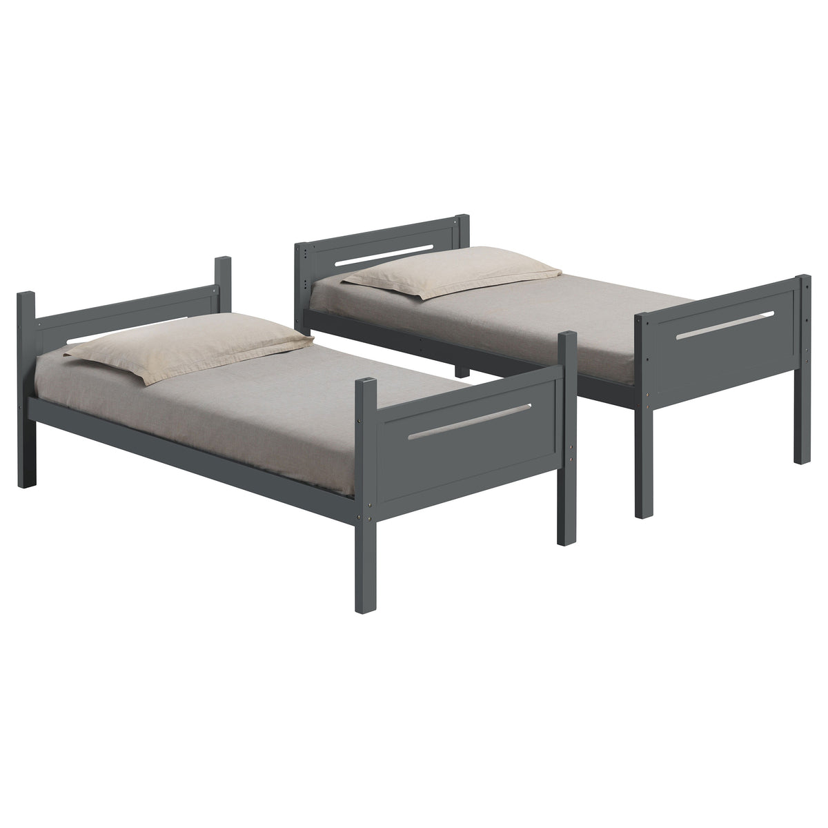 Littleton Wood Twin Over Twin Bunk Bed - Grey