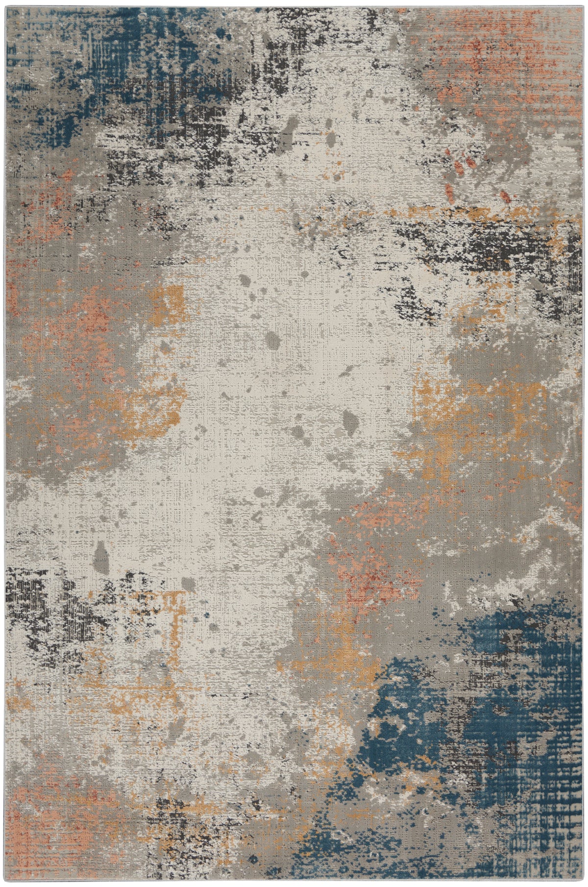 Rustic Textures RUS13 Grey Blue Rug - Rectangle