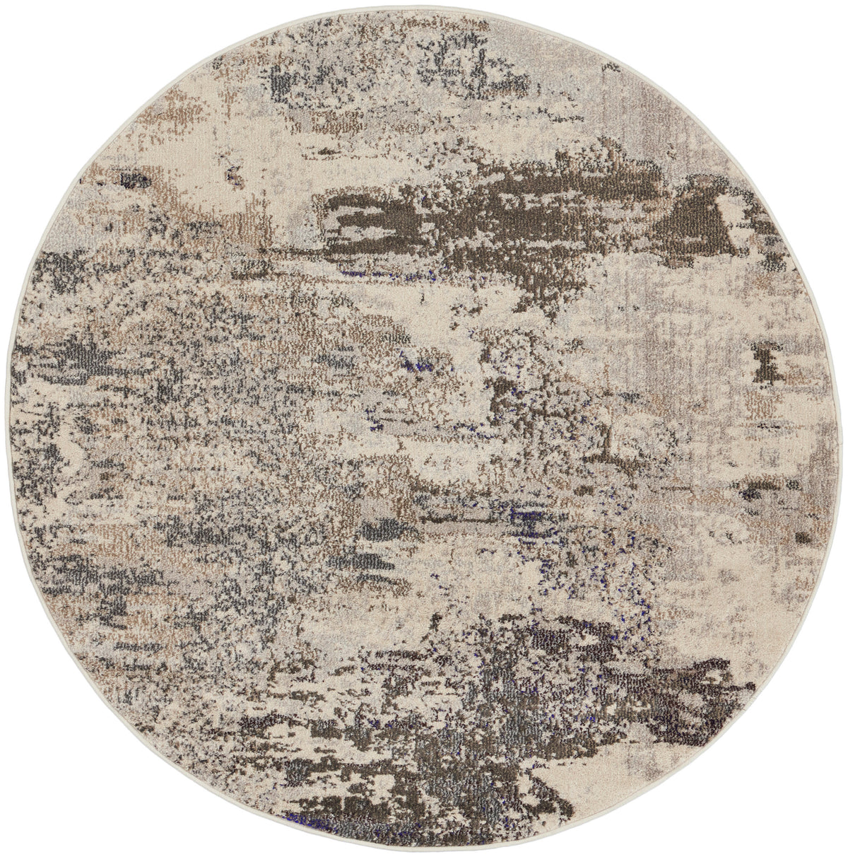 Celestial CES02 Ivory Grey Rug - Round