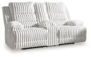 Rhines Falls DBL REC PWR Loveseat w/Console Velvet - Alloy