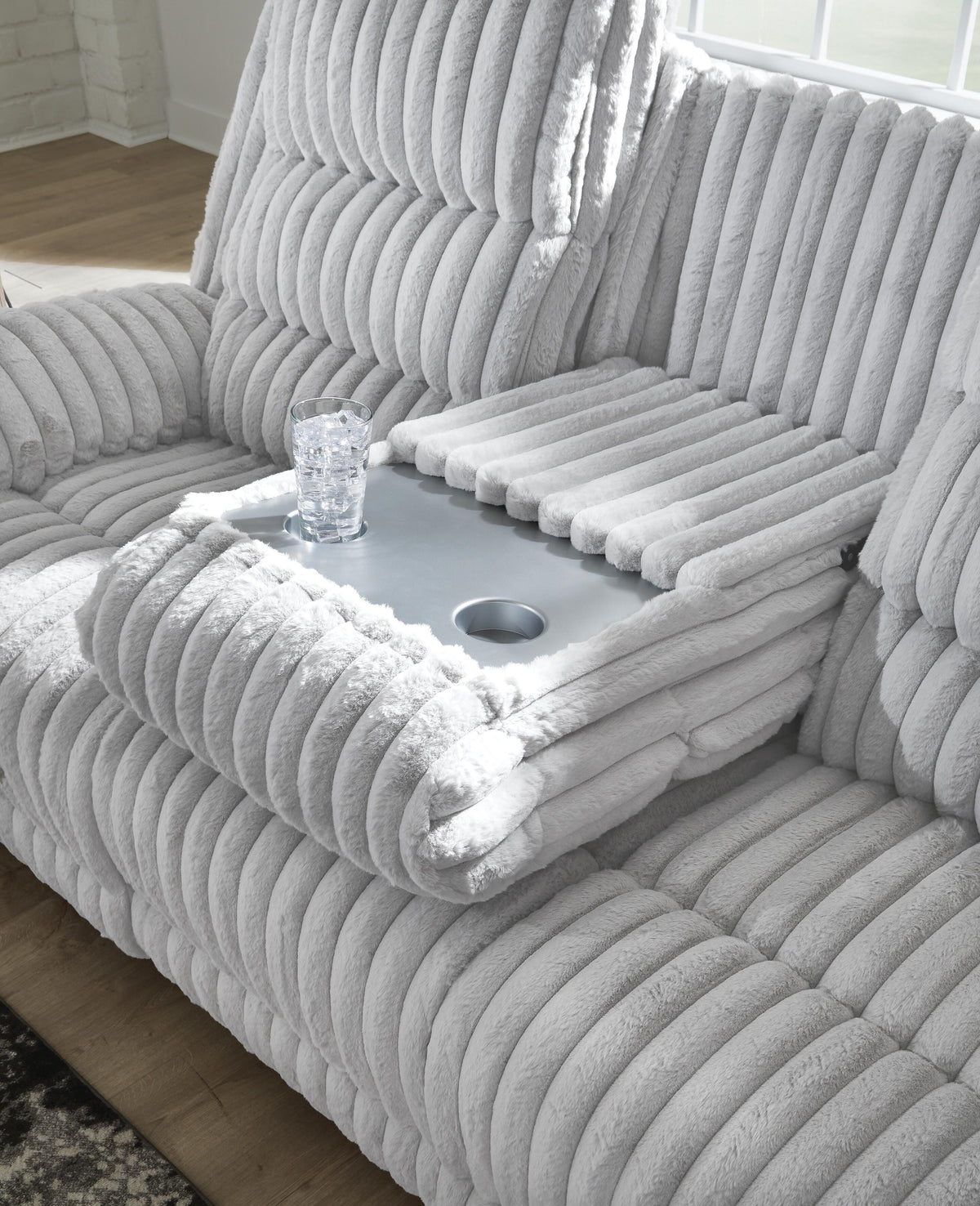 Rhines Falls REC PWR Sofa w/Drop Down Table Velvet