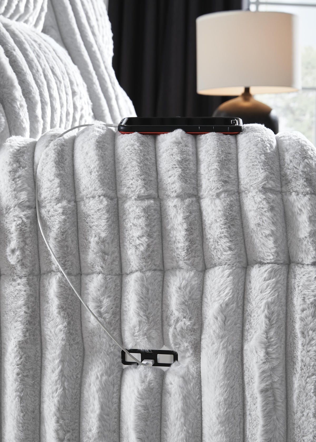 Rhines Falls REC PWR Sofa w/Drop Down Table Velvet