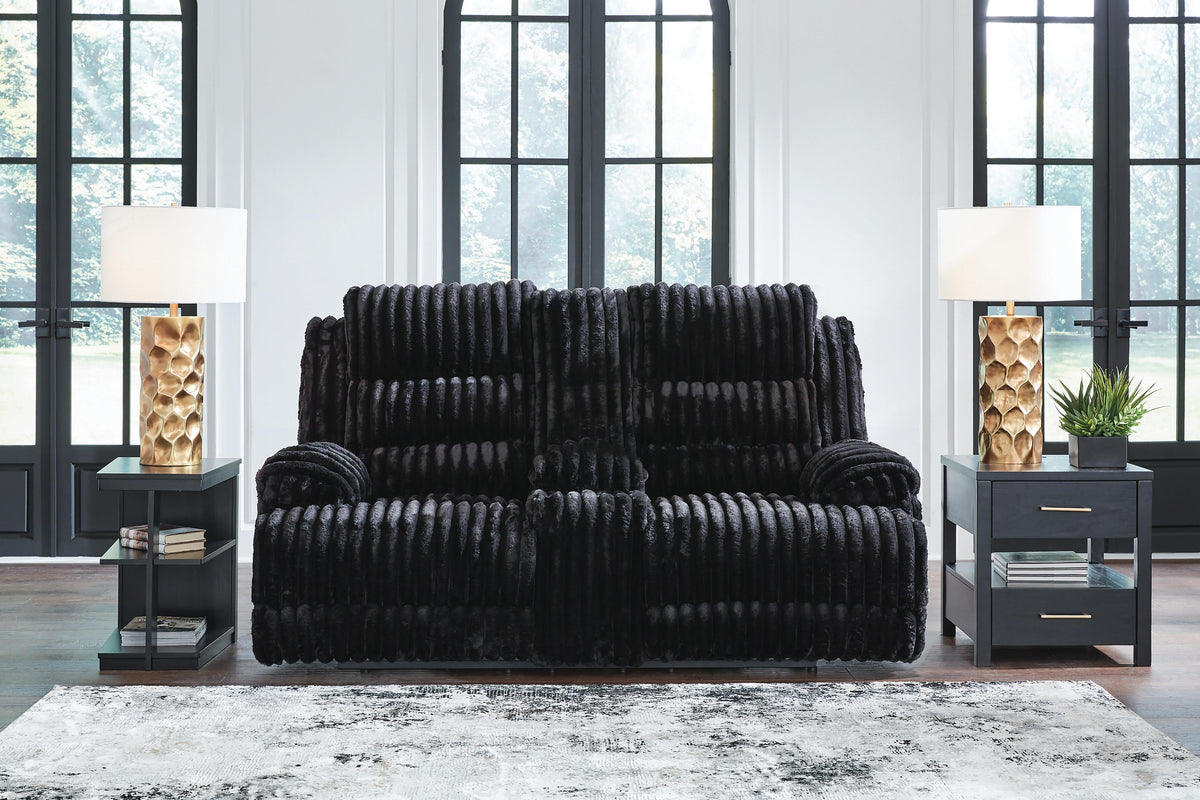 Rhines Falls DBL REC PWR Loveseat w/Console Velvet