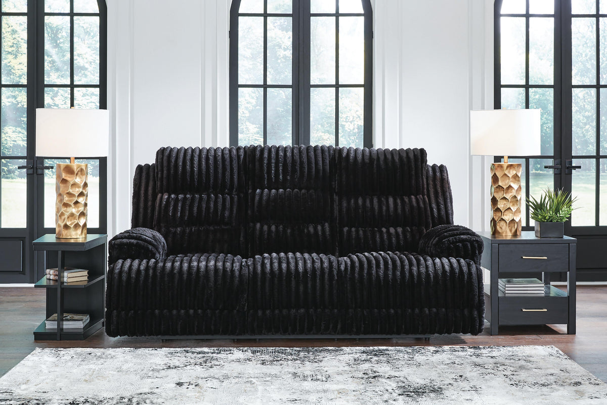 Rhines Falls REC PWR Sofa w/Drop Down Table Velvet