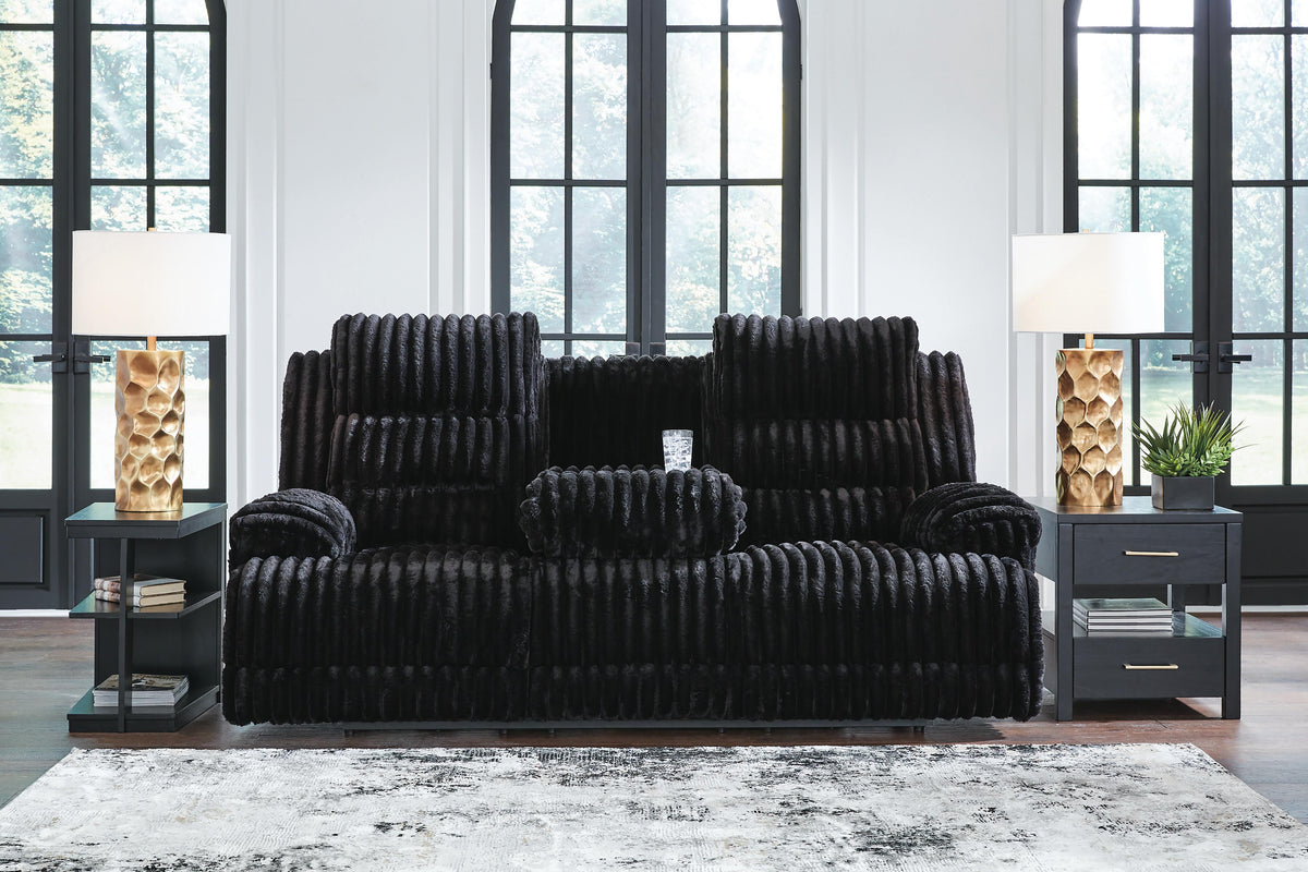 Rhines Falls REC PWR Sofa w/Drop Down Table Velvet