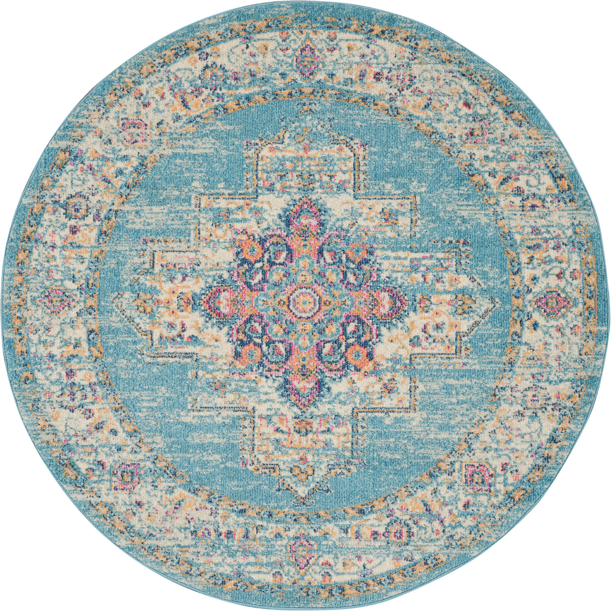 Passion PSN03 Light Blue Rug - Round