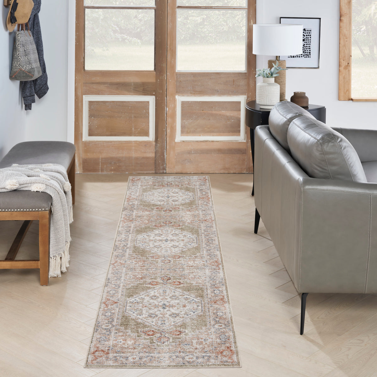 Astra Machine Washable ASW11 Sage Multicolor Rug - room scene
