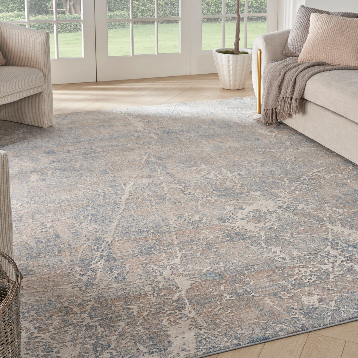 Exhale EXL02 Beige Blue Rug - room scene
