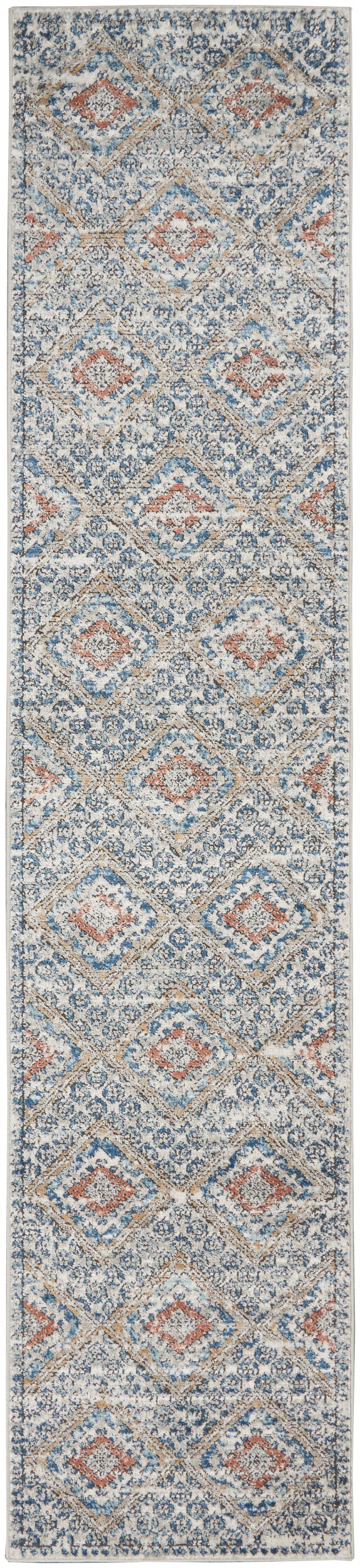 Quarry QUA16 Blue Ivory Rug - Runner
