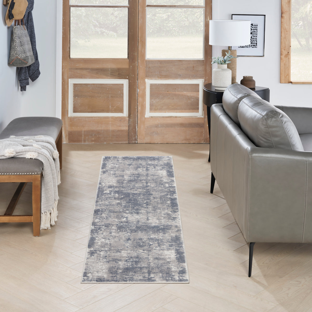 Rustic Textures RUS05 Grey Rug - room scene