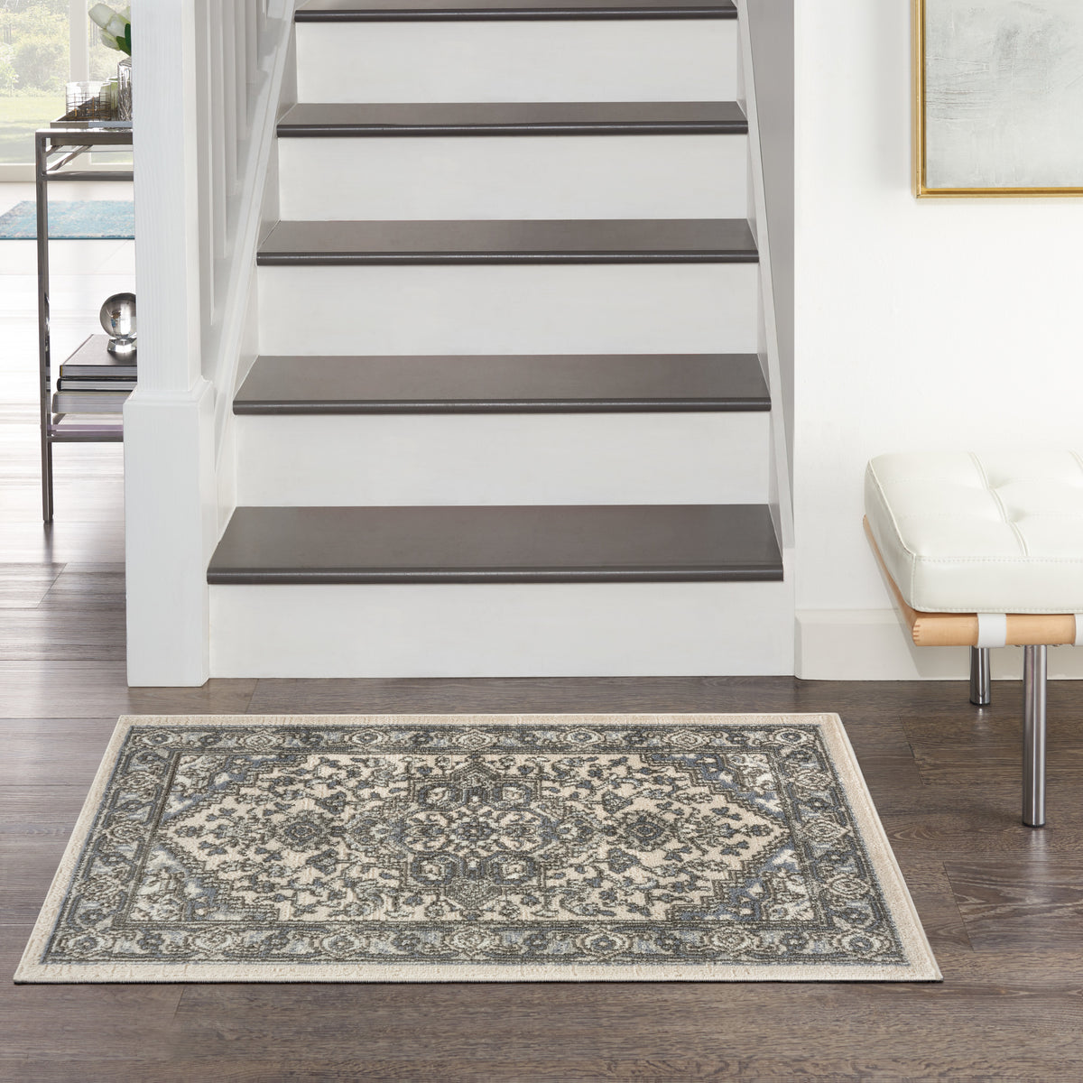Quarry QUA05 Ivory Blue Rug - room scene