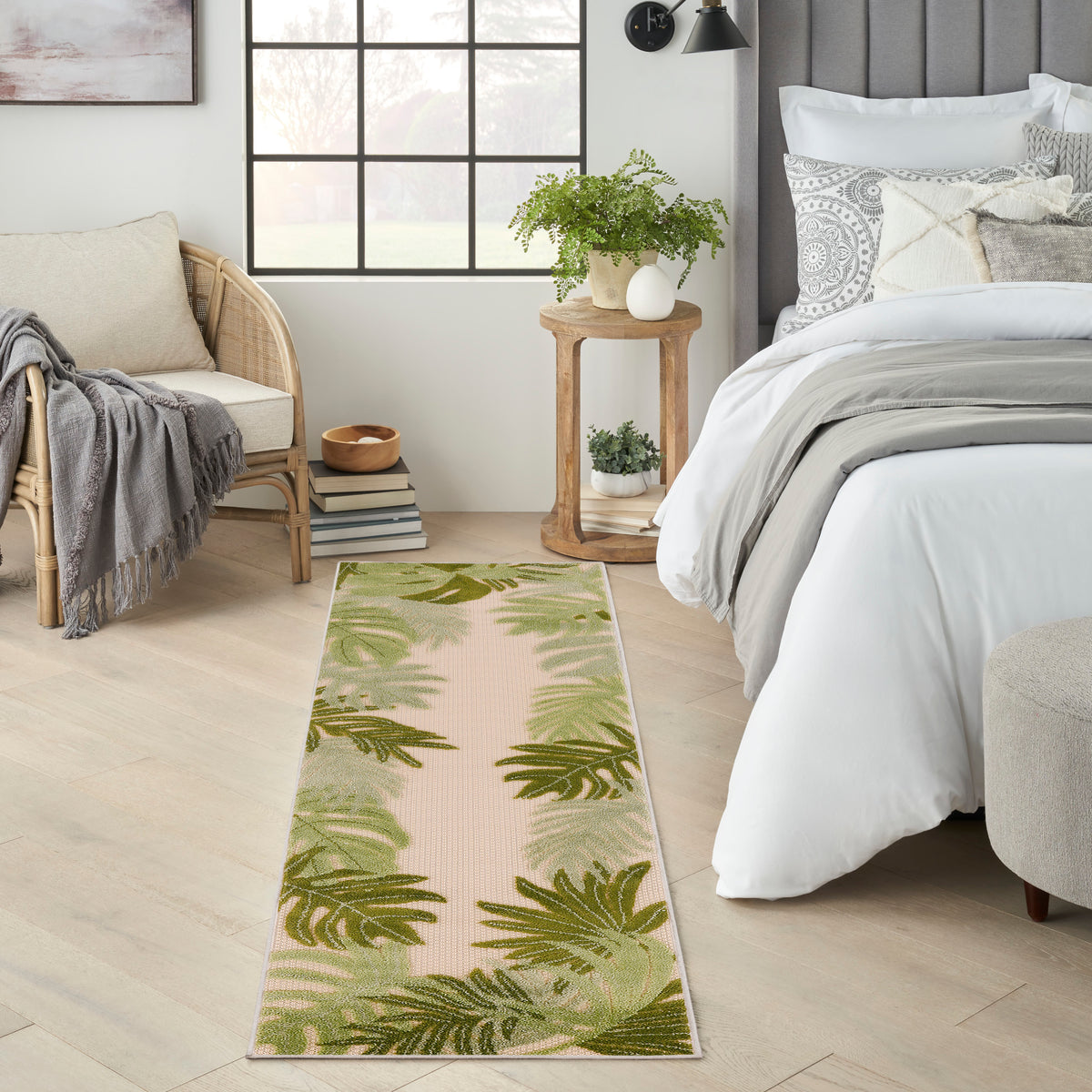 Aloha ALH40 Ivory Green Rug - room scene