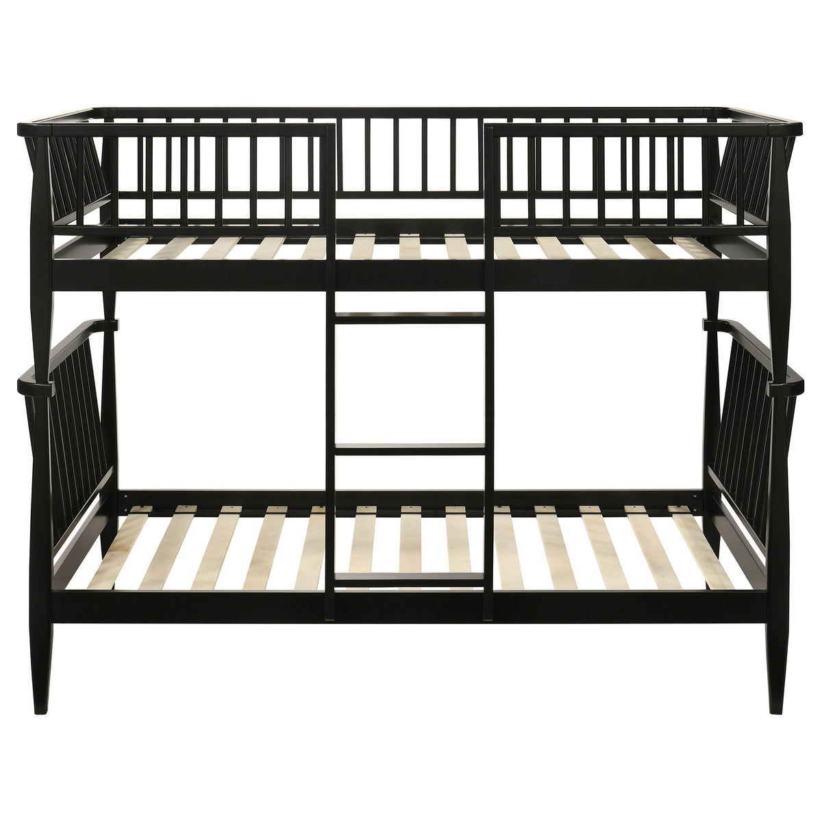 Abram Windsor Twin Over Twin Wood Bunk Bed with Ladder - Black